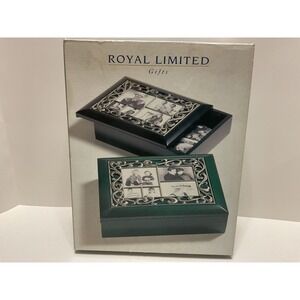 Royal Limited Wood Collage Box 5 Opening Photo Frame Lid Black Silver 84780K
